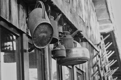 Low angle view of old machinery in factory