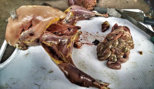 High angle view of seafood in plate