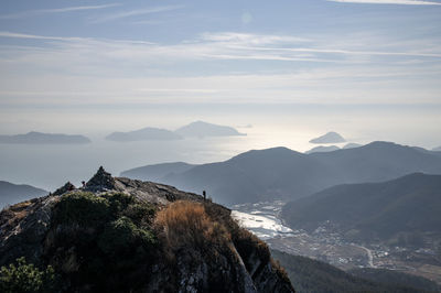 Panoramic view of mountains against sky