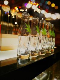 Close-up of bottles on table