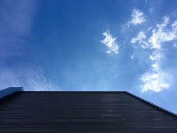 Low angle view of building against blue sky