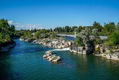 Scenic view of river against clear sky