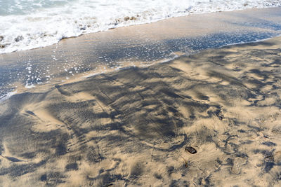 High angle view of sandy beach