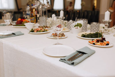 Place setting on table