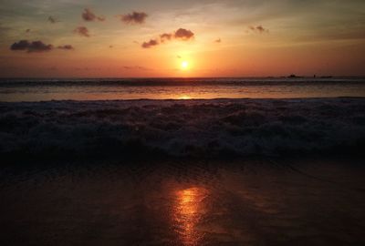 Scenic view of sea at sunset