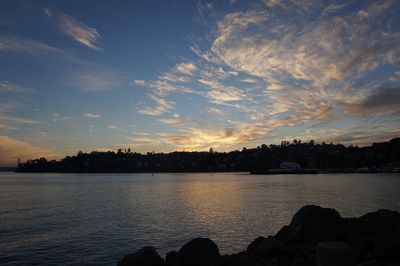 Scenic view of sea at sunset