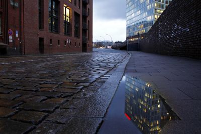 View of city street with buildings in background