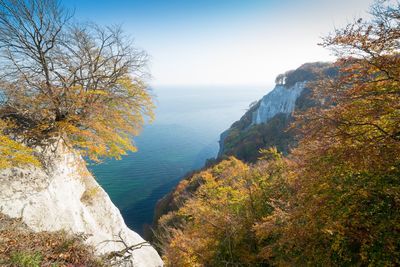 Scenic view of sea against sky during autumn