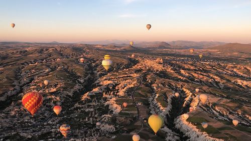 High angle view of hot air balloon against sky