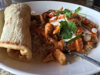 Close-up of food served in plate