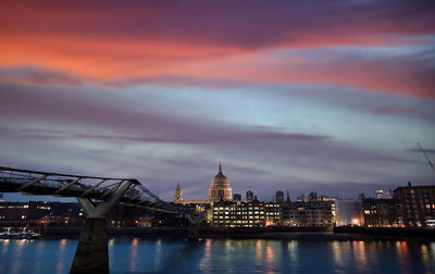 Illuminated buildings at waterfront