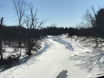 Scenic view of snow covered landscape against sky