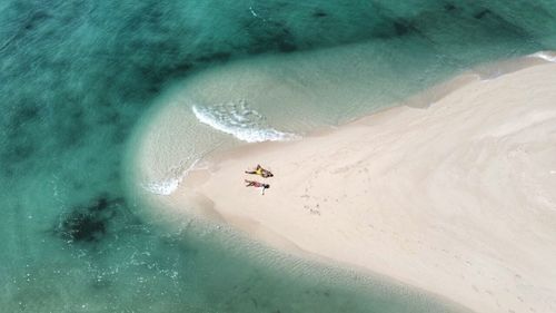 High angle view of person in sea