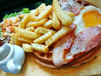 Close-up of breakfast on plate