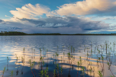 Scenic view of lake against sky