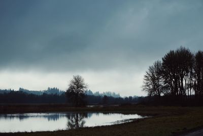 Scenic view of lake against sky