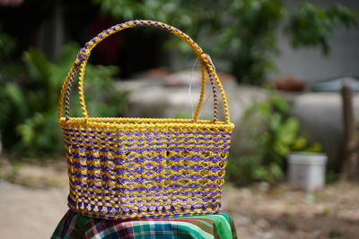 Close-up of wicker basket