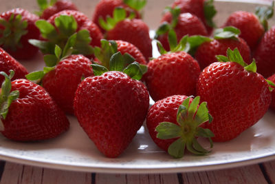 Close-up of strawberries on table