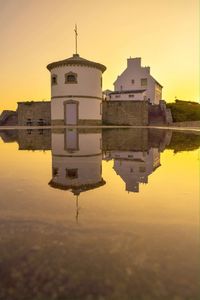 Reflection of buildings in water