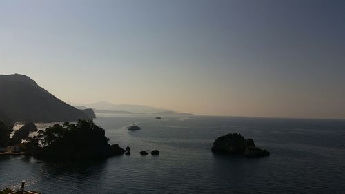 Scenic view of sea against clear sky