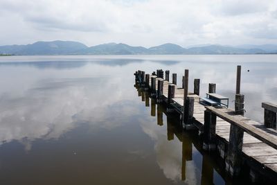 Scenic view of lake against sky