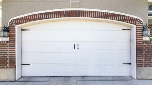 White door of building