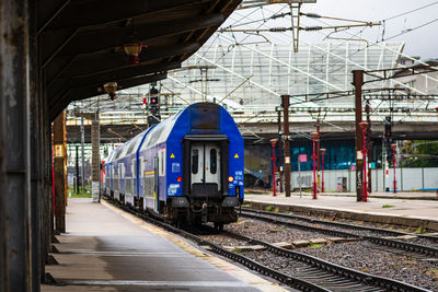 Train on railroad station