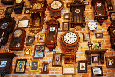 Low angle view of clock at store