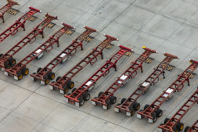 High angle view of trailers