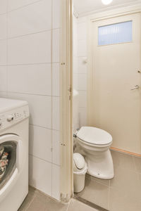 Toilet bowl in bathroom