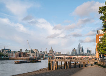 View of buildings in city against sky