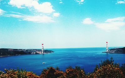 Scenic view of sea against cloudy sky