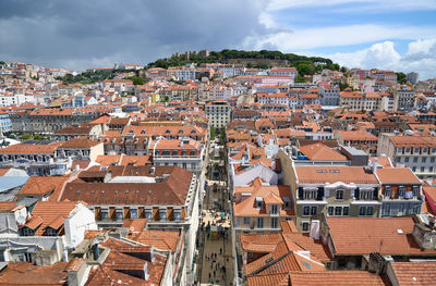 High angle view of townscape against sky