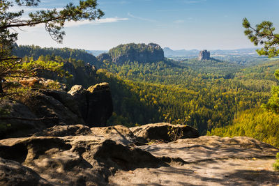 Scenic view of rocky mountains against sky