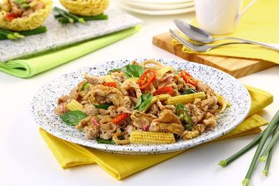 Mie goreng served on restaurant table