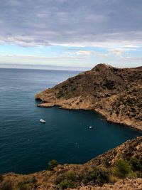 High angle view of sea against sky