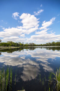 Scenic view of lake against sky