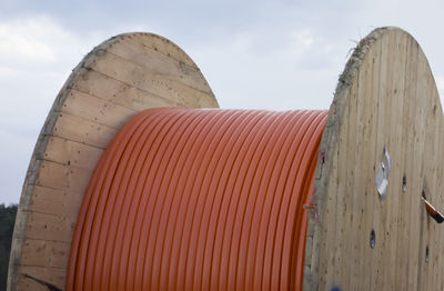 Low angle view of metallic structure against sky