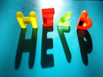 Close-up of toys on table