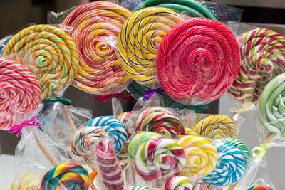 Close-up of multi colored candies for sale