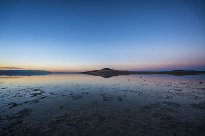 Scenic view of sea against clear sky