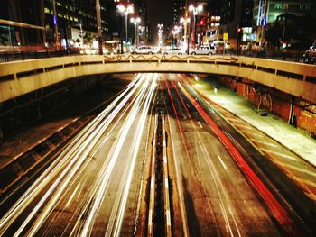 Blurred motion of train at night