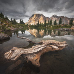 Scenic view of lake against sky