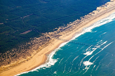 High aerial angle view of french atlantic coastline