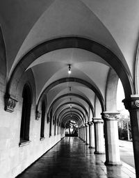 Illuminated corridor of building