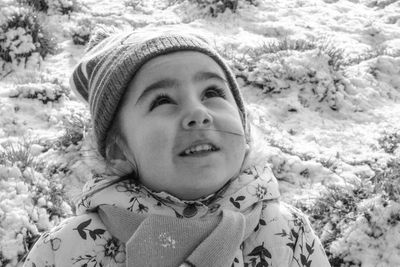 Portrait of girl in snow