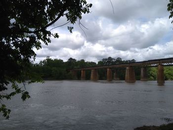 Bridge over river against sky