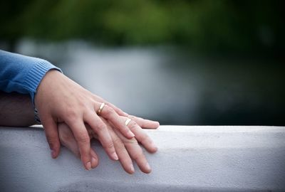 Close-up of woman hand holding hands