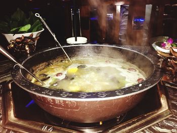 High angle view of food in bowl