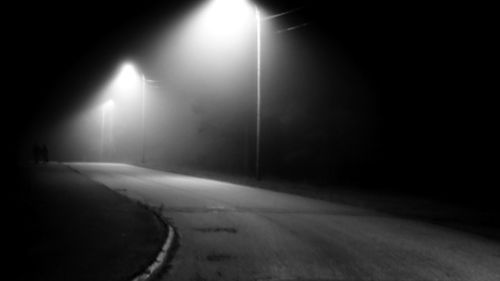 Empty road at night